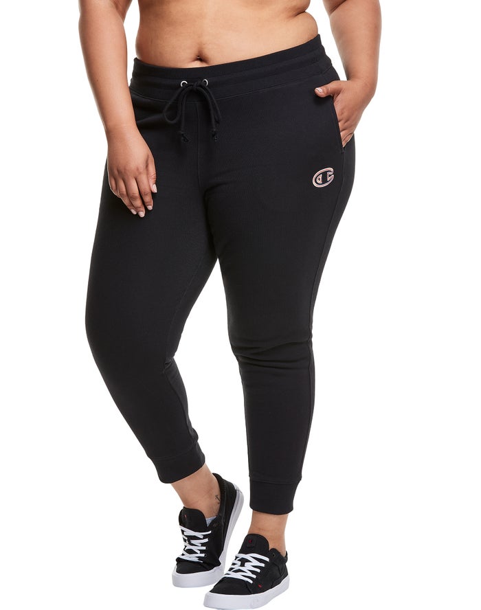 Champion Joggingbroek Dames - Zwart - Plus Reverse Weave Triple Outline C Logo ( 603891-JMG )